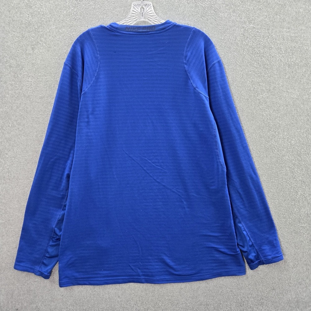 Nike Men Activewear Top XL Blue Pro Dri Fit Logo Long Sleeve Striped - Picture 9 of 11